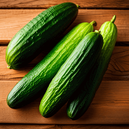 Frische grüne Gurken auf einem Holztisch, perfekte Zutaten für gesunde Salate.