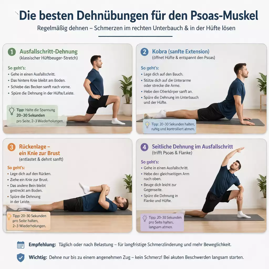 rechtsseitige unterbauchschmerzen uebungen psoas hueftbeuger