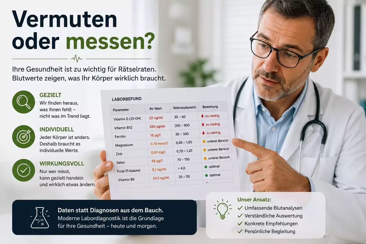 Vermuten oder messen – Blutwerte statt Vermutungen bei Vitaminen und Mikronährstoffen