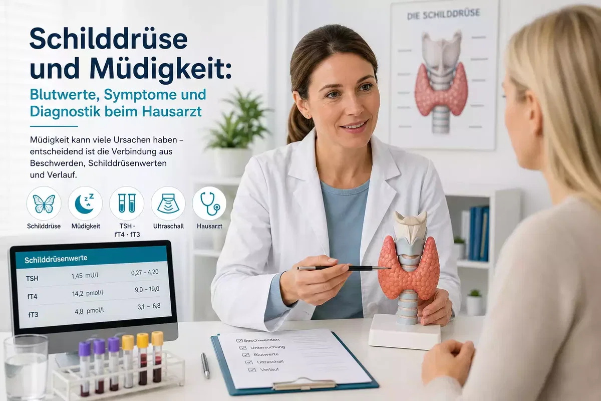 Hausärztliche Beratung zu Müdigkeit, Schilddrüsenwerten und Schilddrüsendiagnostik
