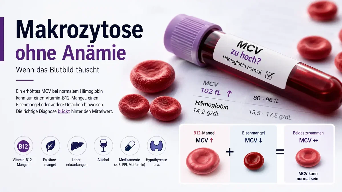 Makrozytose ohne Anämie mit erhöhtem MCV und normalem Hb